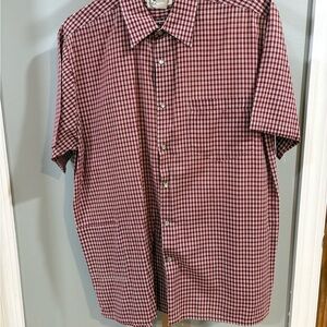 Vintage Men's Burgundy Checkered Button Down Shirt